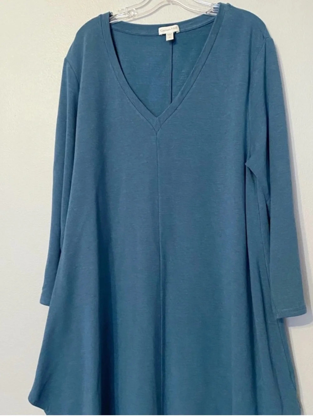 Garnet Hill Pop-Over Knit Tunic Heathered Cyan Tencel